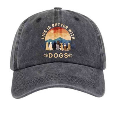 Dog Mom Life Is Better With Dogs Adjustable Dad Hat-Unisex Pet Lover Graphic Cap