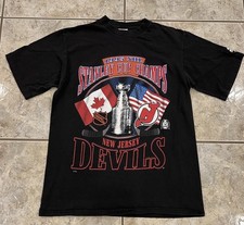 VTG Adult M STARTER 1995 NHL Devils Champs T-Shirt USA Stanley Cup Tee Hockey