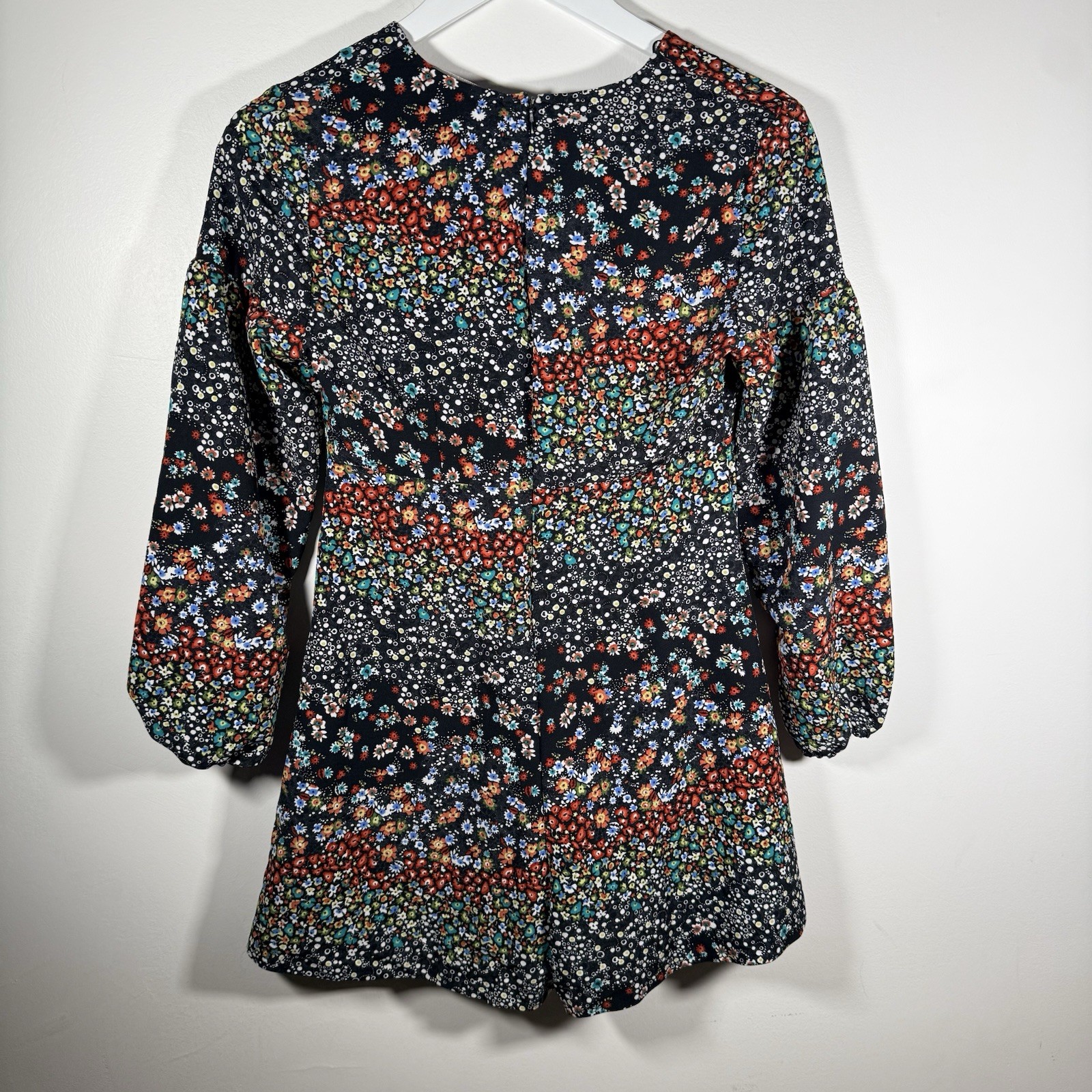 Zara Basic Floral Patchwork Romper Black Long Sle… - image 3