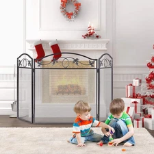 NNECW 3 Panel Foldable Fireplace Screen for Baby & Pets