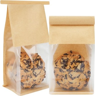 50 Pack Cookie Packaging Bags, 3.9x3.1x8.2 Inches Small Bakery Bags with Wind...