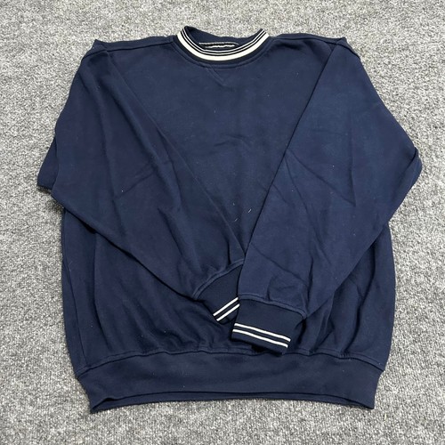 Gear For Sports Sweatshirt Mens Size M Navy Blue Striped Trim Crewneck Casual