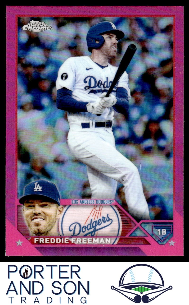 Freddie Freeman Pink Refractors 2023 Topps Chrome #5 Dodgers Baseball Card
