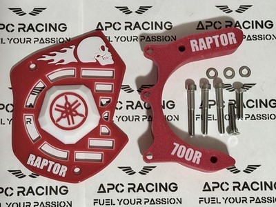 RAPTOR 700 CASE SAVER CHAIN GUIDE GUARD COMBO RED BURNING SKULL 700R 06+ YAMAHA