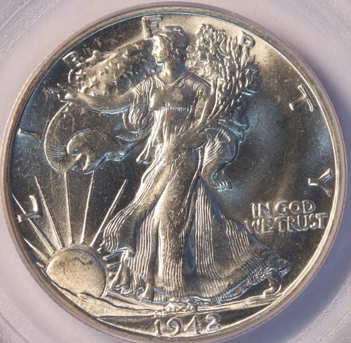 1942 S Walking Liberty Half Dollar, PCGS MS65, Outrageous Gem, Blinding Luster!