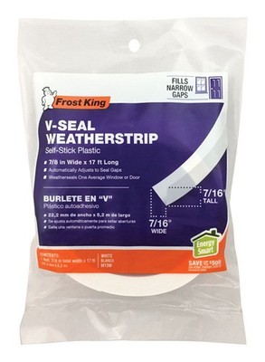 Frost King White Plastic V-Shaped Weatherstrip for Doors and Windows 7/8 in. Thi