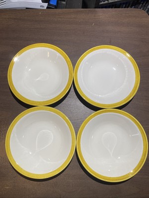 MCM Vintage Jamestown China USA IRONSTONE Yellow bowls 7.25'' Set of 4