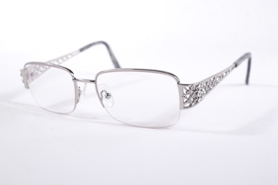 Sonstige Brillen Elemente Damen Silber Halbrand Metall Brille Brillengestell 51mm