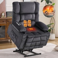 Dual Motor Large Power Lift Recliner Chair Lift Chair Knead the Waist Heat Grey