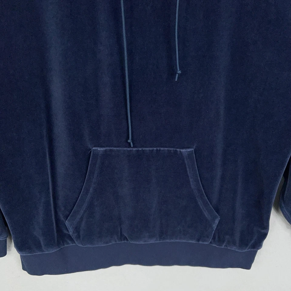 Adidas Originales Sudadera con Capucha Mujer Pequeña Azul Marino Terciopelo Trifolio Bordado GD3088 Foto 3 de 4