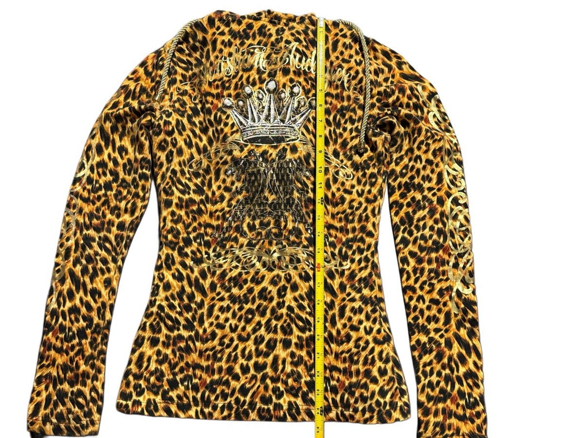 Vtg Ed Hardy Christian Audigier Women's Panther Cheetah Pattern