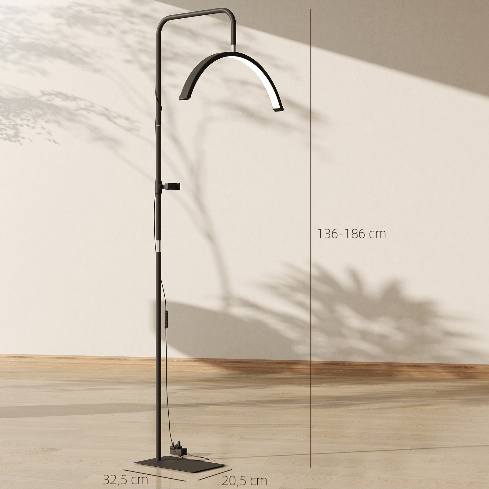 Lampada da Terra LED con Testa a Mezza Luna, Altezza e Temperatura Colore Regola foto 3