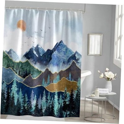 Mountain Shower Curtain, Nature 72''W x 72''L (Pack of 1) Sun Mount Forest