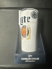 Miller Lite Stainless Steel Tumbler with Built in Bluetooth Speaker White