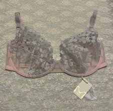Myla Dean Street Collection Sheer Demi Bra Silver Pink 36DD