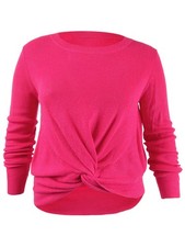 DKNY Women's Twist-Hem Sweater M, Neon Pink