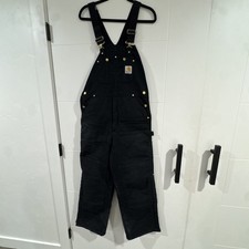 Carhartt R03 BLK Duck Bib Overalls Quilt Lined Black Mens Size 32x30 Workwear