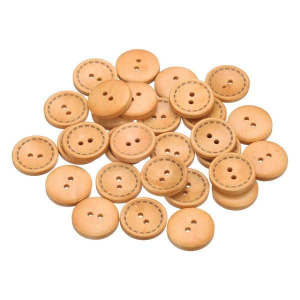 30 StüCk HolzknöPfe Zum NäHen,20Mm,2 LöCher,Rund,Zum Basteln,FüR Kleidung,Beige-image