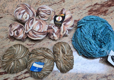 Large Lot of Assorted Bulky Wool Yarn. 1.75 lbs.