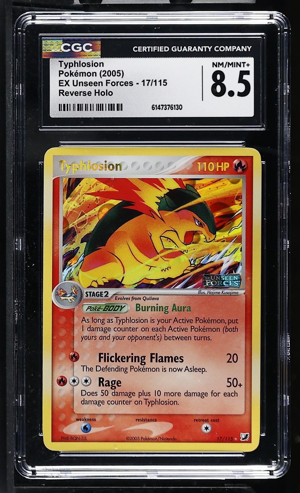 CGC 8.5 Typhlosion 17/115 EX Unseen Forces Reverse Holo Stamped Pokemon Card