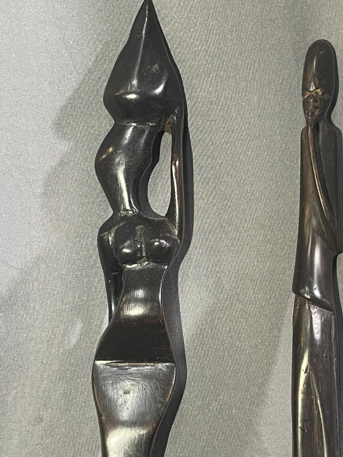 Vintage AFRICAN Ebony Wood Carvings FOLK ART Woman and Man 17" eBay