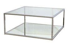 Couchtisch mit Spiegel- und Klarglas, chrom 80x80 cm Wohnzimmertisch Glastisch  