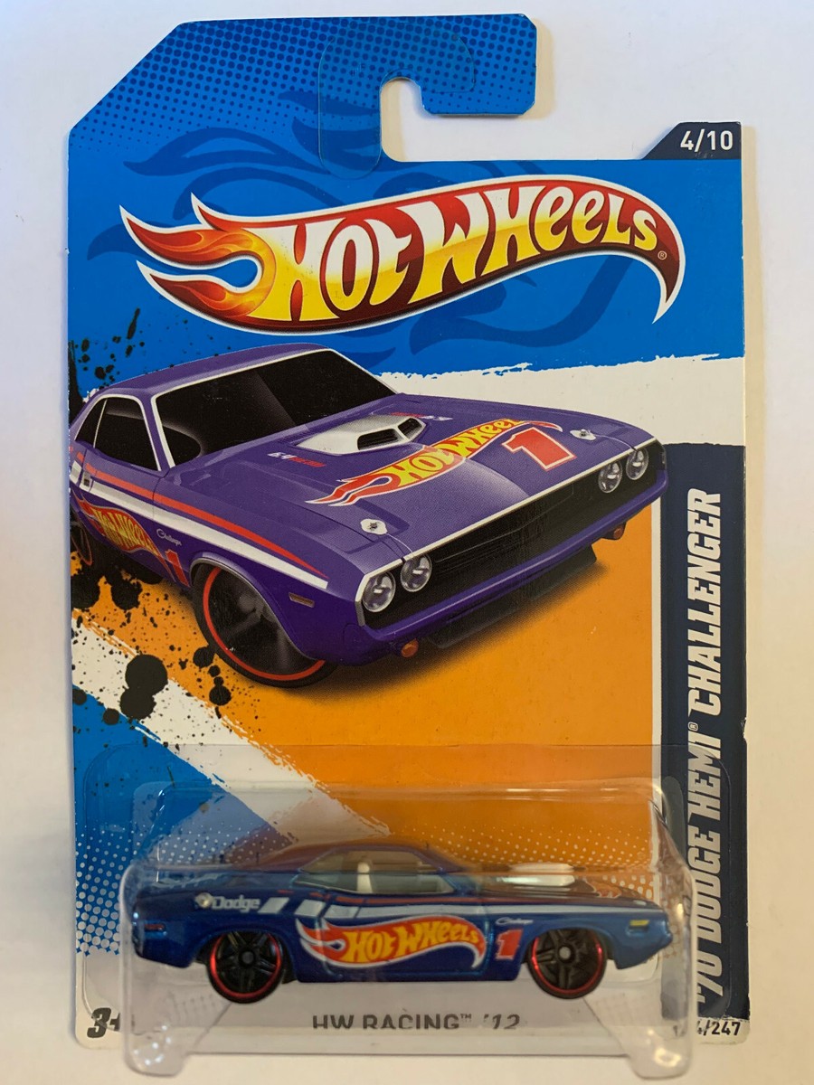 Hot Wheels Blue '70 Dodge Challenger HEMI HW Racing 12 174/247 | eBay