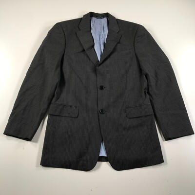 Tommy Hilfiger Blazer Mens 38 R Gray Pinstripes Two Buttons Wool Notch  Lapels