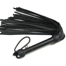 Real Genuine Bull Hide Thick Leather Flogger 25 Falls Black Heavy Duty