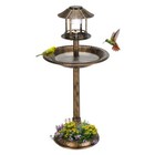 42"H Pedestal Bird Bath Outdoor Garden Decor Vintage Yard Art with Solar Light