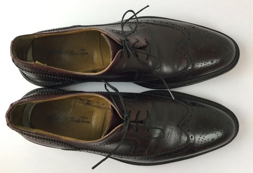 Sz 10 M John W Nordstrom Leather Wingtip Oxford Brogue Dark Cordovan Color Italy - Picture 14 of 16