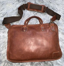 WILL LEATHER GOODS Rustic Brown Leather Briefcase Messenger Bag 