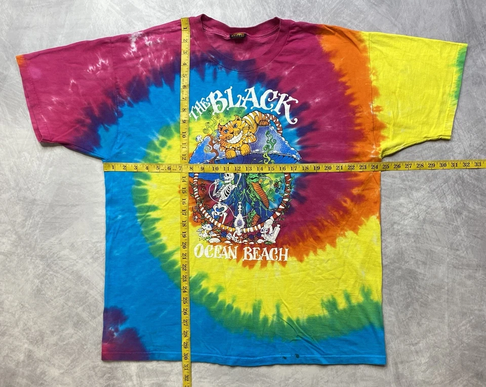 复古 1993 年 Banzai The Black Ocean Beach T 恤尺寸 XL 领带染色 — 第 4/4 张图片