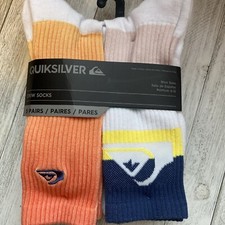 New Quiksilver Designer Mens Surfer Logo Street 5 Pack Crew Cut Sock Mixed