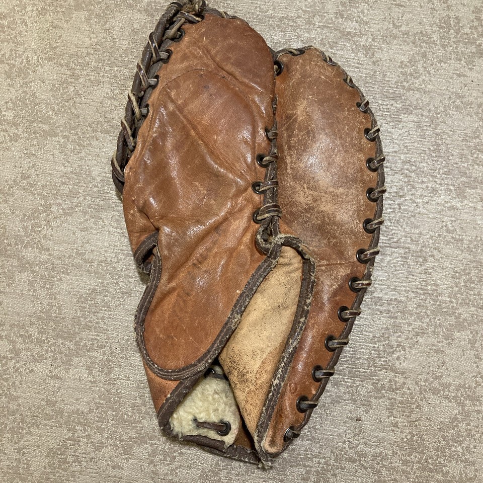 Vintage Baseball Glove / Mitt Johnny Mize Model? Hinged Pad. Perma