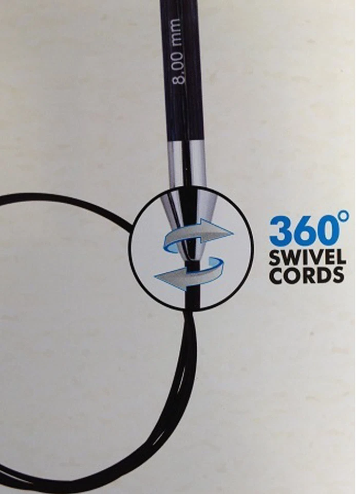 Knitpro Rundstricknadel fixiert  Royale 360° drehbares Seil 3-12mm, 40-150cm NEU - Bild 2 von 2