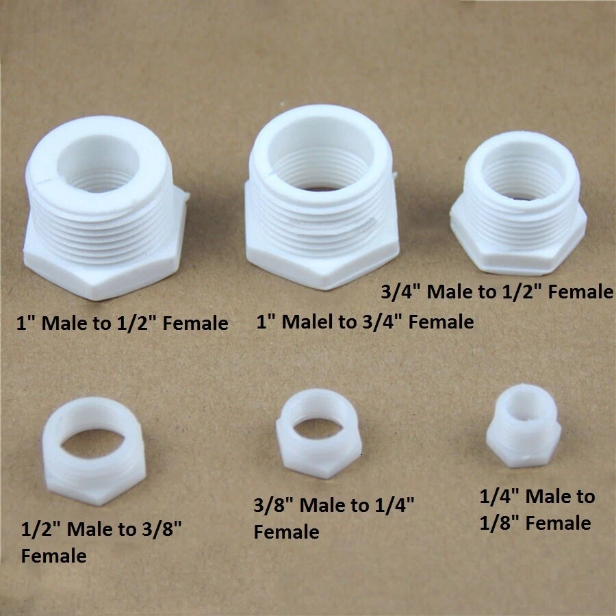 BSP Reducing Bushing Male×Female Thread Plastic Pipe Connector Fittings 1/4"~1" - Image 2 of 4