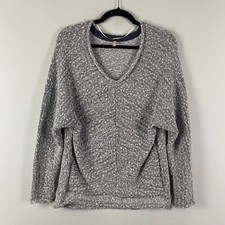 Free People Bright Lights Slouchy Sweater Size Medium Gray White Marled