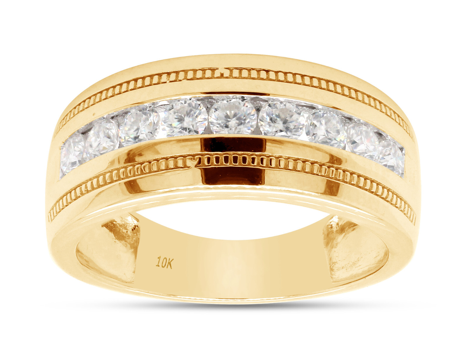 Men's 1/2ct Milgrain Wedding Band in 10K Yellow Gold with Lab Moissanite  -image