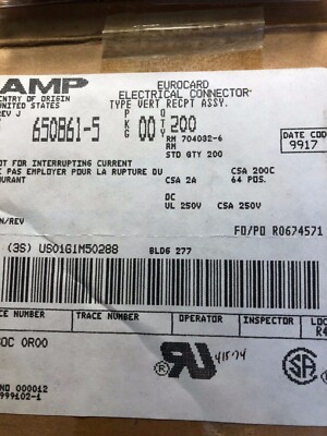 QTY 200 AMP 650861-5 CONN DIN RCPT 64POS PCB GOLD