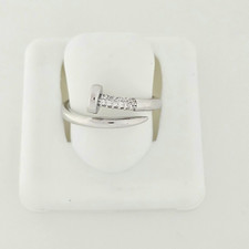 Solid 925 Sterling Silver Sparkly Curved Adjustable Ring, Size 6 8