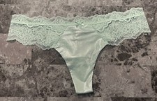 NWT VICTORIA'S SECRET DREAM ANGELS GREEN SILVER SHINE SMOOTH LACE THONG PANTIES