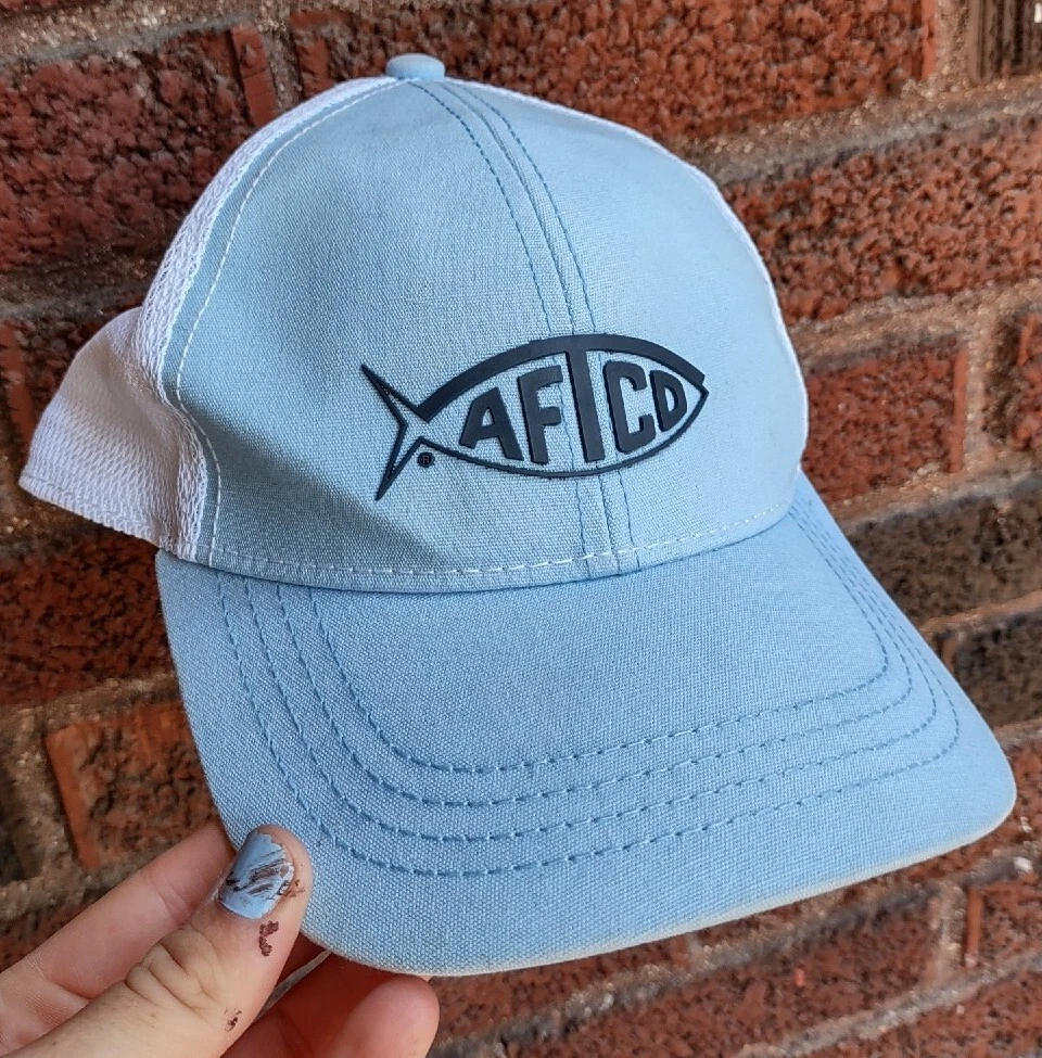 AFTCO American Fishing Tackle Co. Trucker Hat Light Blue And White