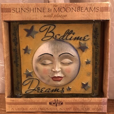 New View The Sunshine & Moon Beams Wall Plaque Decorative Accent  5-5/8  Square