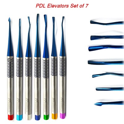 Dental PDL Luxating Root Elevators Set of 7 Precise Periotomes Tips Titanium Lab