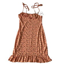 Urban Threads Dress Womens Size 10 Orange Multicolor Spaghetti Strap Stretch