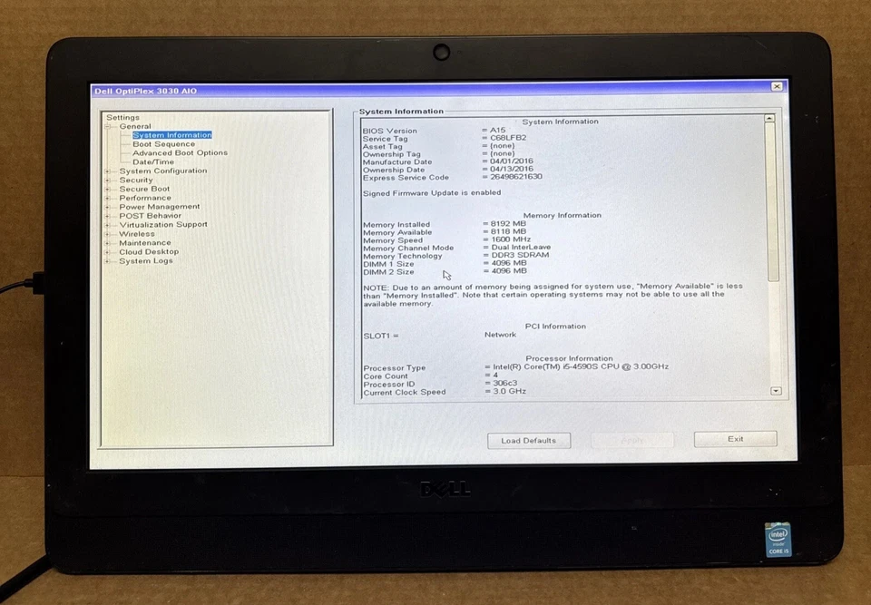 Dell OptiPlex 3030 20" 250GB HDD Core i5-  WIN 10 8GB RAM -WITH KEYBOARD/MOUSE - Image 2 of 4