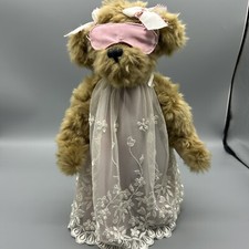 FAO Schwarz Bear, Bear Wearing Sleep Mask Dress, Jointed Bear On Stand, Lace