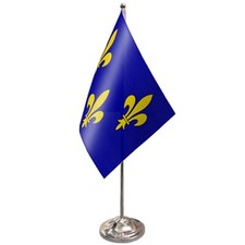 France Île-de-France Satin & Chrome Premium Table Flag 