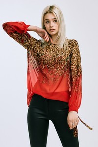 red animal print blouses